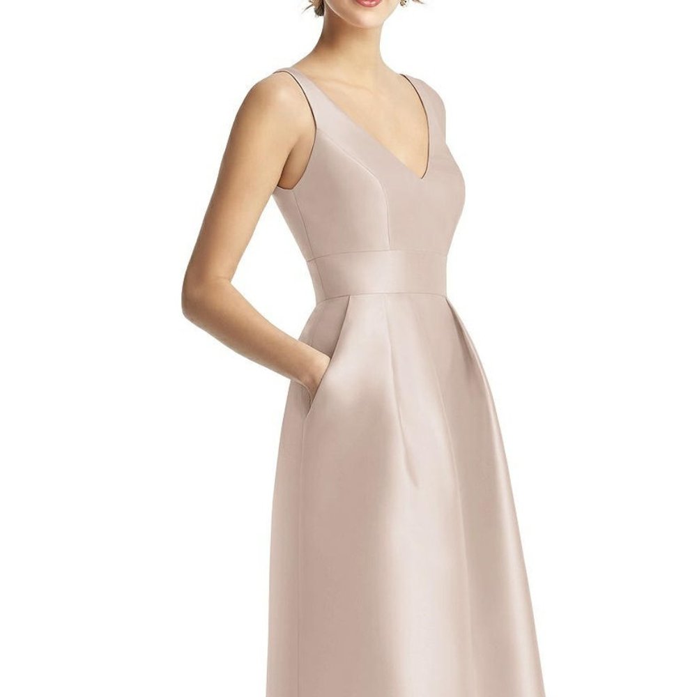 ALFRED SUNG High Low Dress in Champagne Size 4